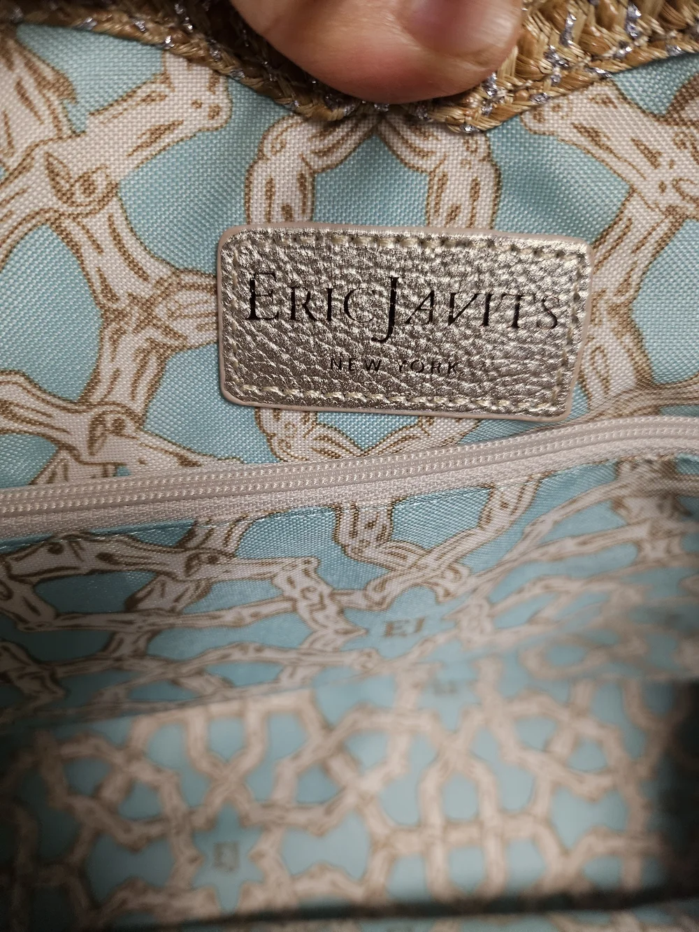 Eric Javits Gold Woven Tote with Tortoiseshell Clasp
